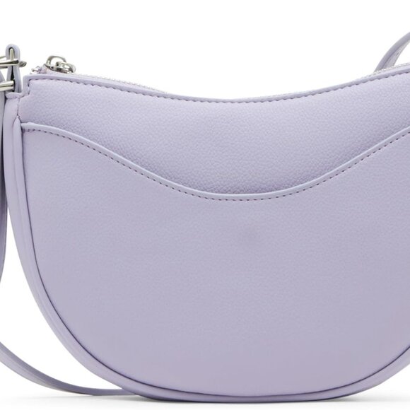 Ladies Lavender Sculpted Buckle Half Moon Crossbody Bag with Zipper - Picture 1 of 5